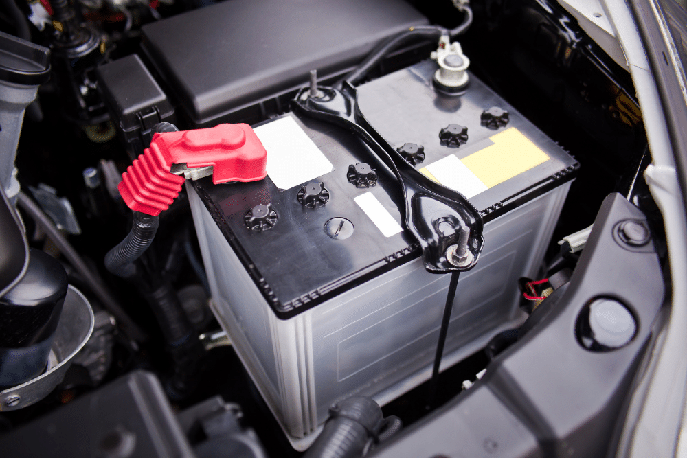 Auto Electrical Repair in Tecumseh OK at Miller Brothers Automotive. Close-up of a vehicle battery